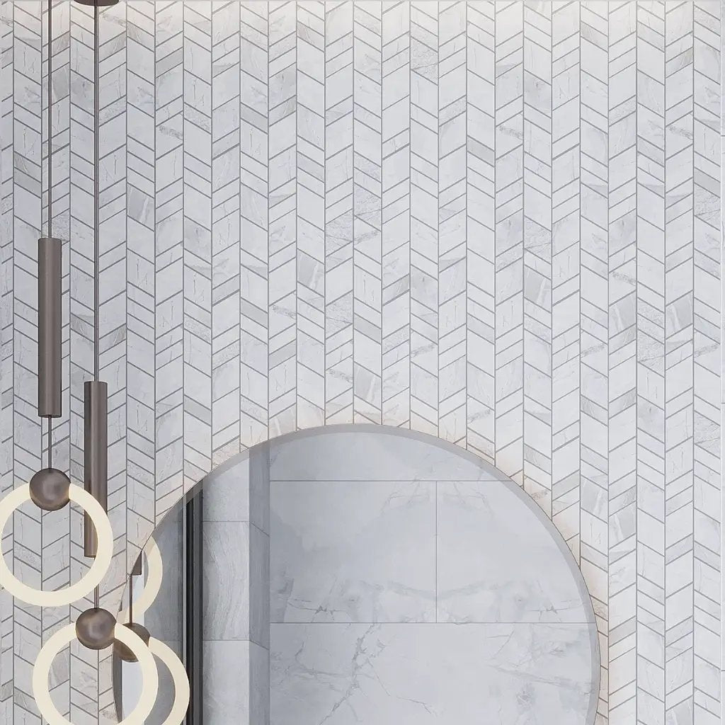 Dove-Gray White 10x12 Matte Chevron Porcelain Mosaic Tile (11 pack, 9.88 sq ft/case) by Apollo Tile