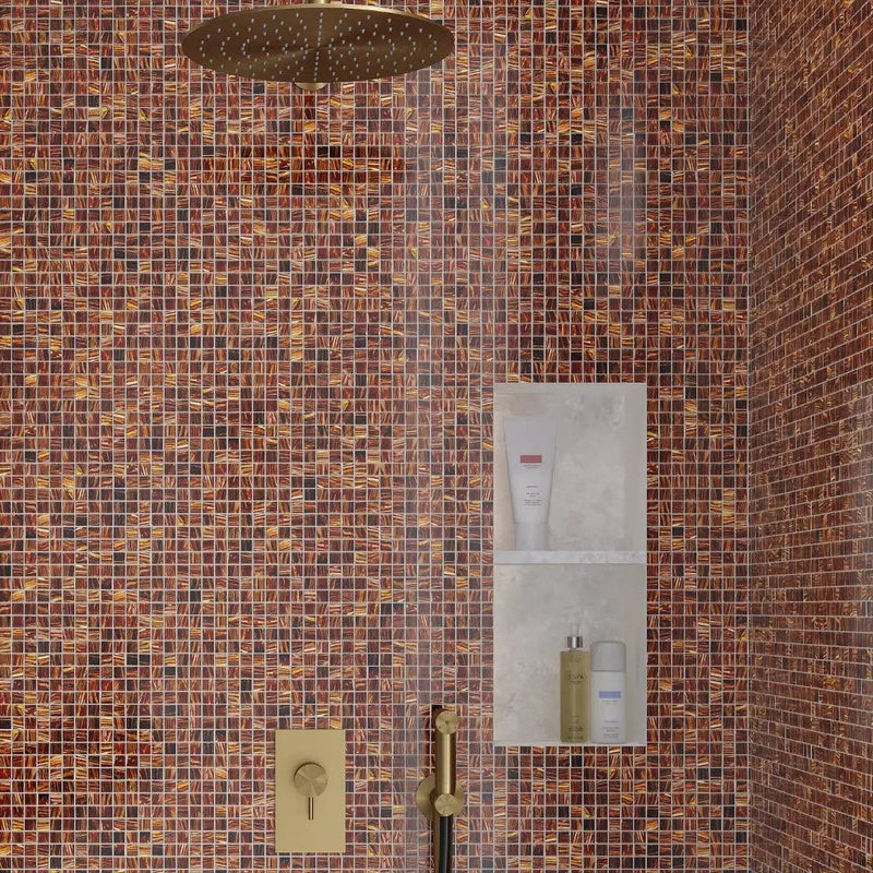 Brown Gold 12x12 Glossy Uniform Square Glass Mosaic Tile (20 pack, 20 sq ft/case) by Apollo Tile