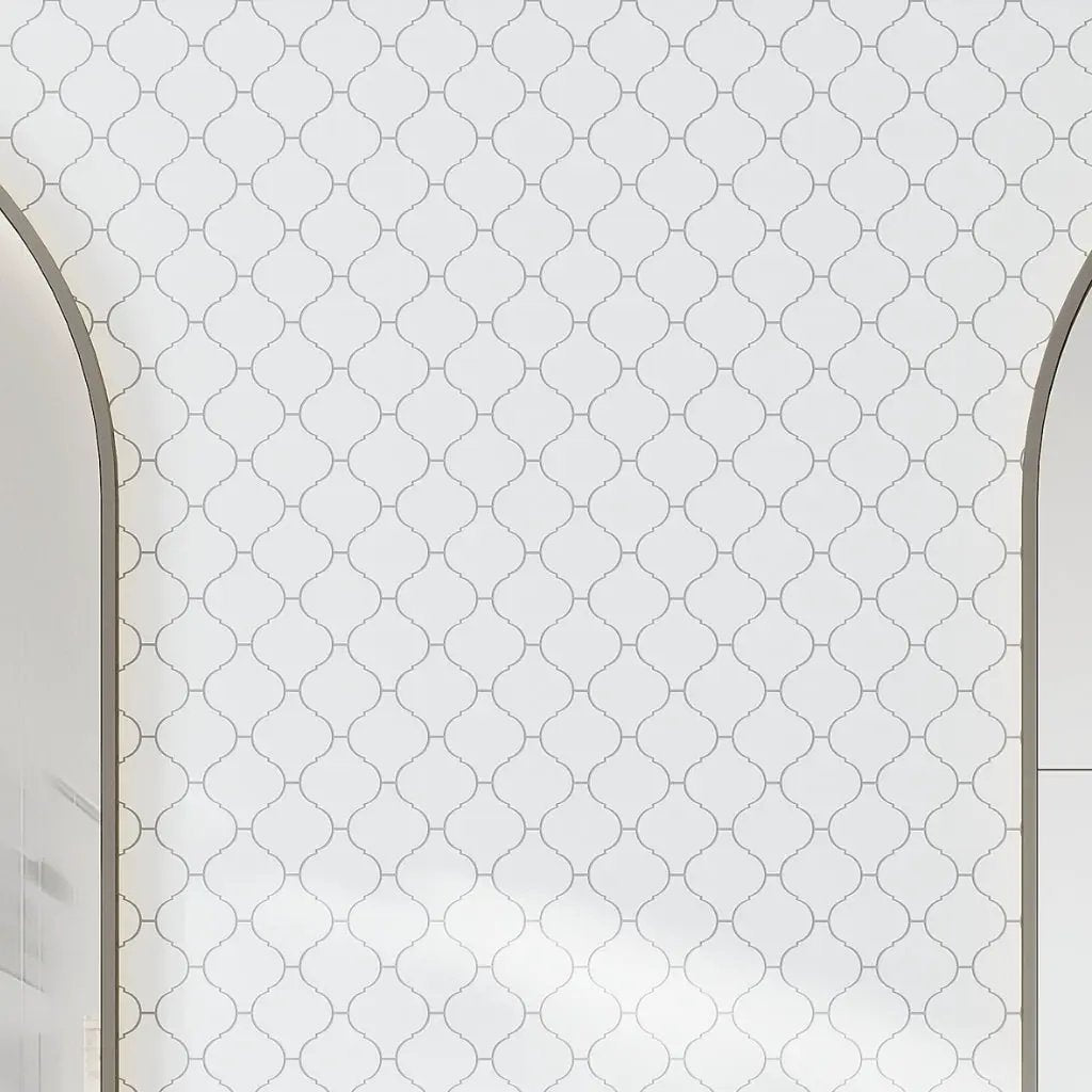 Snow White 10x11 Polished Arabesque Thassos Marble Mosaic Tile (5 pack, 3.75 sq ft/case) by Apollo Tile