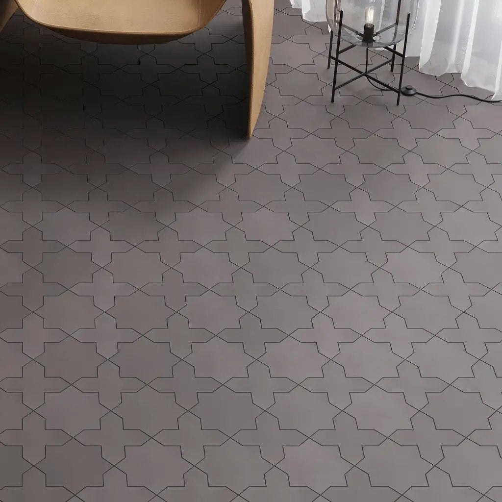 Graphite Black 7x7 Matte Star Porcelain Tile (34 pack, 5.31 sq ft/case) by Apollo Tile