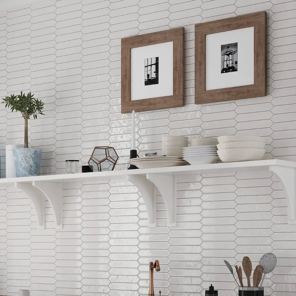 Pearl White 2x10 Glossy Picket Ceramic Tile (23 pack, 2.37 sq ft/case) by Apollo Tile