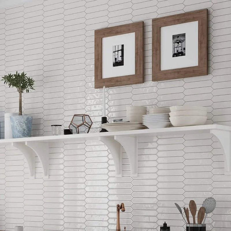 Pearl White 2x10 Glossy Picket Ceramic Tile (23 pack, 2.37 sq ft/case) by Apollo Tile