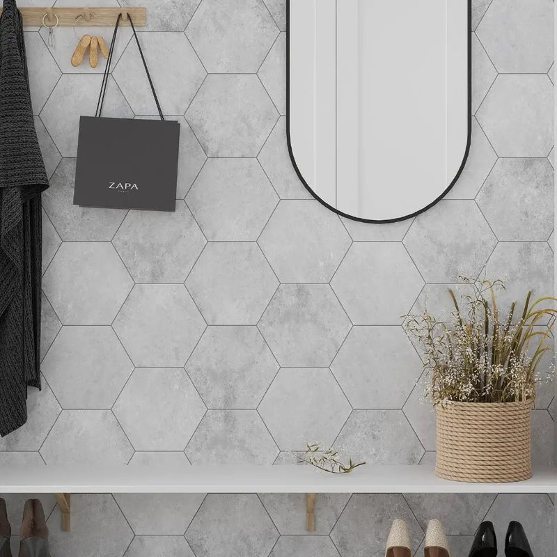 Soft White 9x11 Matte Hexagon Porcelain Tile (16 pack, 8.07 sq ft/case) by Apollo Tile