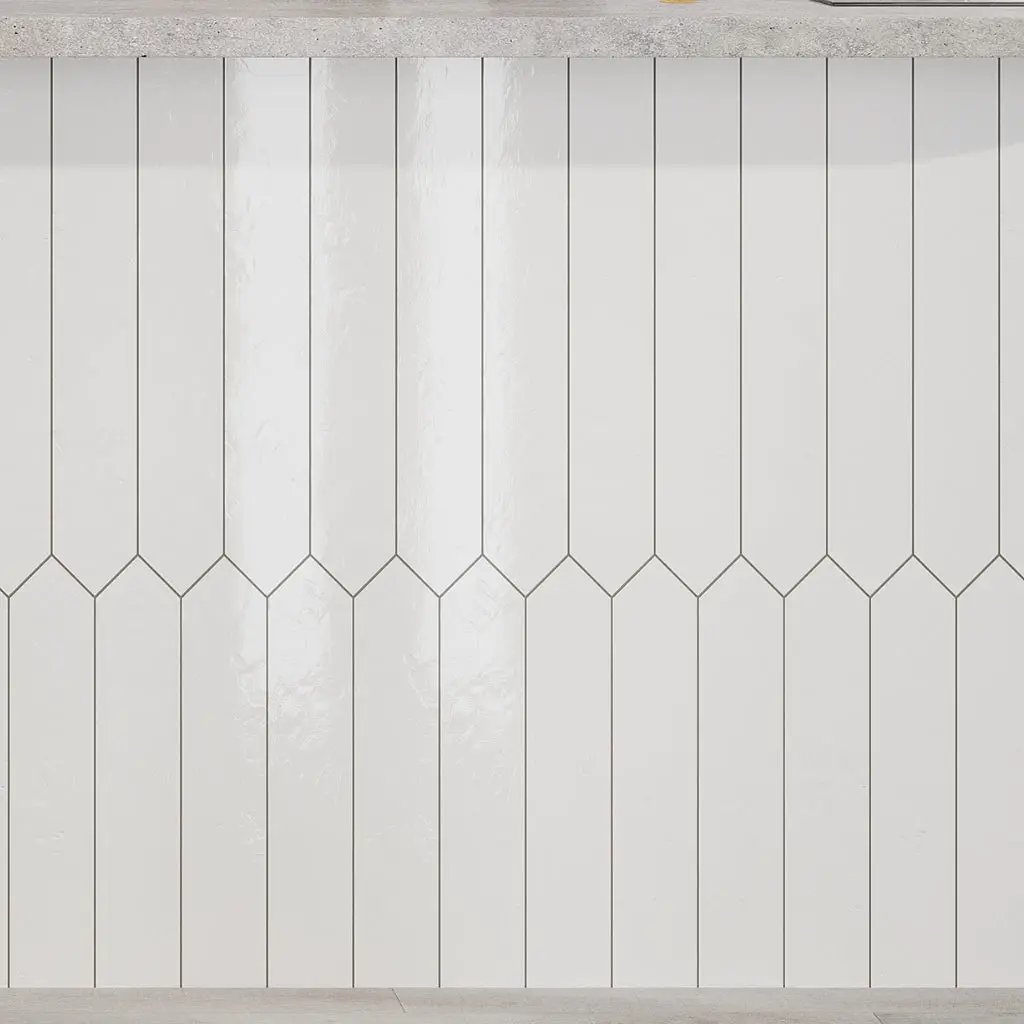Pearl White 3x19 Glossy Picket Porcelain Tile (20 pack, 7.65 sq ft/case) by Apollo Tile