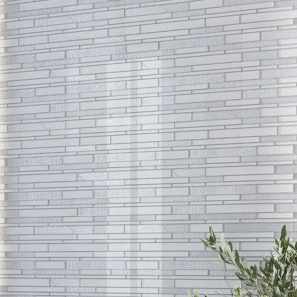 White 12x12 Glossy Matte Sticks Glass Mosaic Tile (5 pack, 5 sq ft/case)