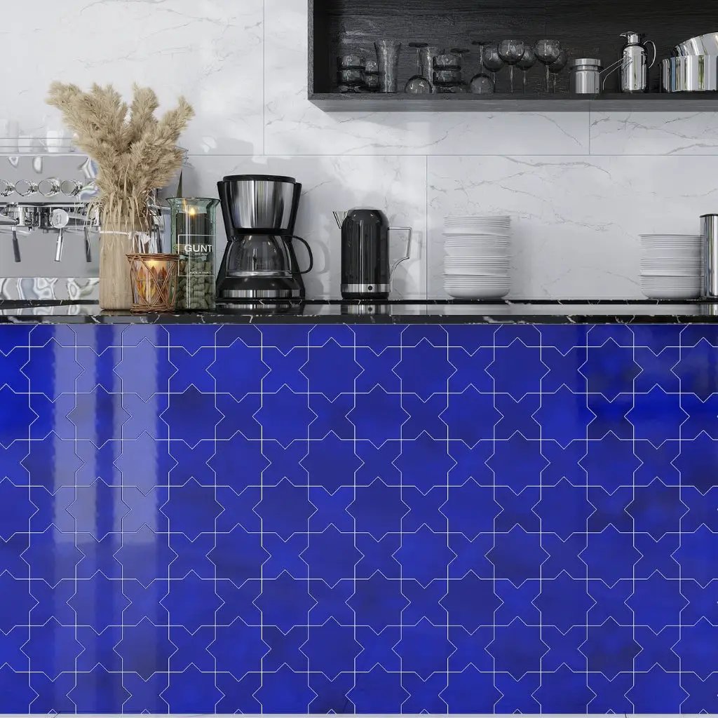 Cobalt Blue 5x5 Glossy Cross Ceramic Tile (27 pack, 5.37 sq ft/case) by Apollo Tile