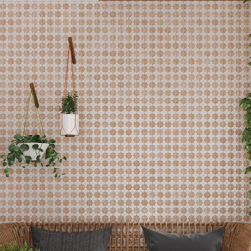 Nude Beige White 12x22 Matte Glossy Rectangle with Star Details Porcelain Large Format Tile (7 pack, 13.03 sq ft/case) by Apollo Tile