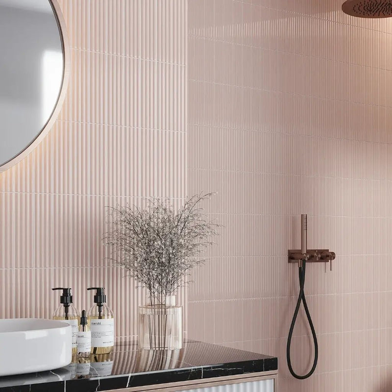 Pink 2x8 Glossy Ceramic Subway Deco Tile (38 pack, 4.09 sq ft/case) by Apollo Tile