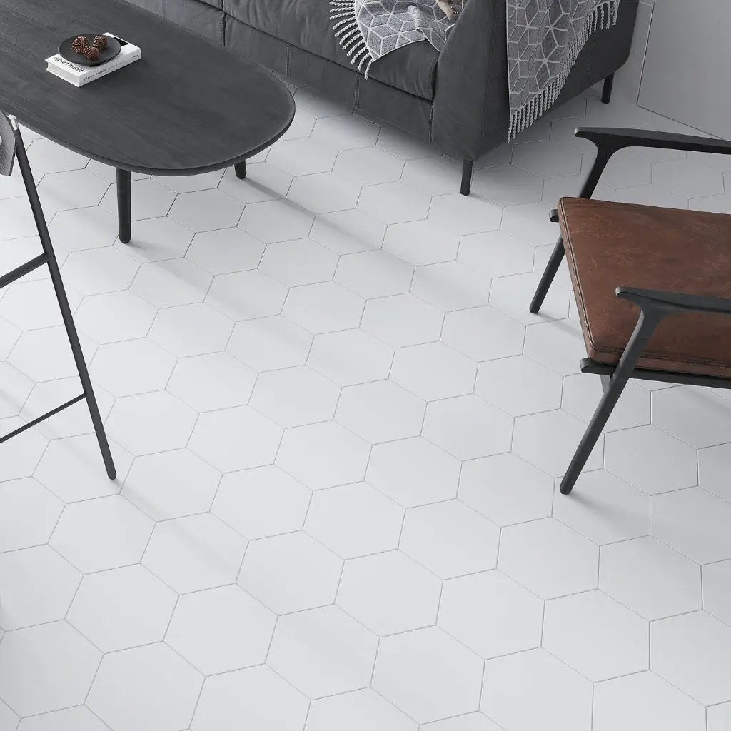 Snow White 10x10 Honed Hexagon Thassos Marble Tile (5 pack, 2.95 sq ft/case) by Apollo Tile