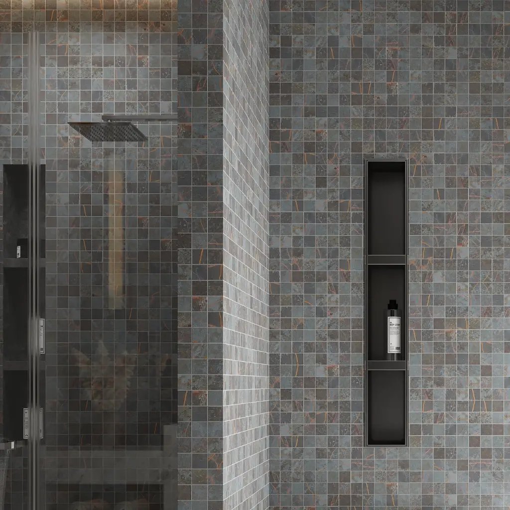 Dark Gray Blue Orange Vein 12x12 Matte Square Porcelain Mosaic Tile (11 pack, 10.76 sq ft/case) by Apollo Tile