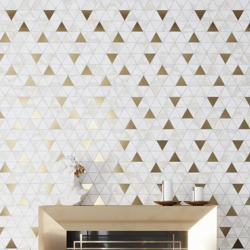 White Gold 10x11 Matte Triangle Porcelain Mosaic Tile (11 pack, 8.58 sq ft/case) by Apollo Tile