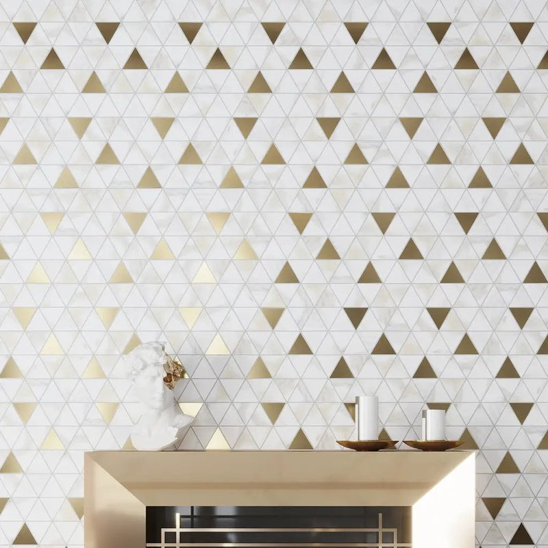 White Gold 10x11 Matte Triangle Porcelain Mosaic Tile (11 pack, 8.58 sq ft/case) by Apollo Tile