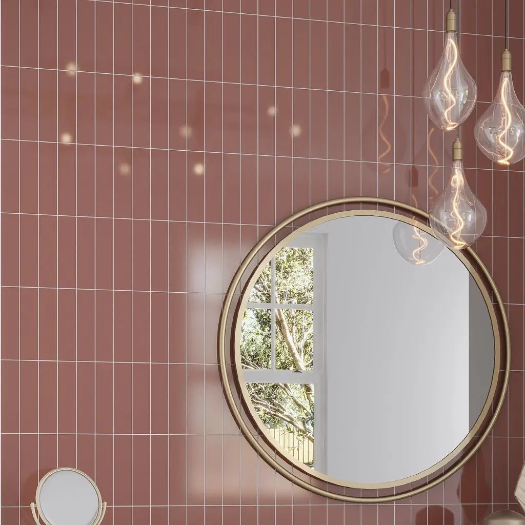 Red 2x8 Glossy Ceramic Subway Tile (50 pack, 5.38 sq ft/case) by Apollo Tile