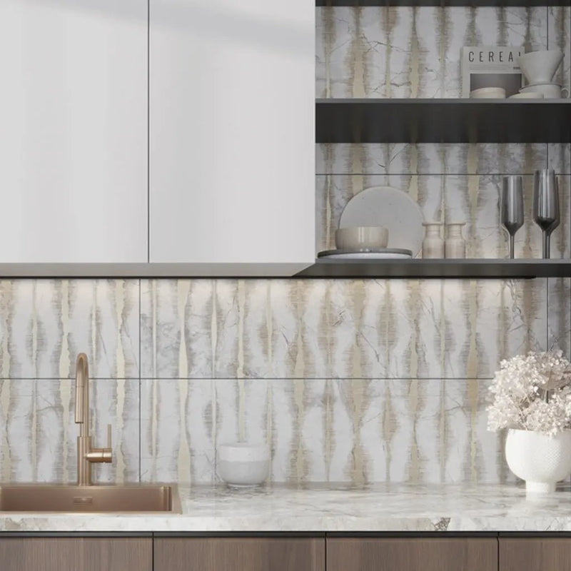Cream beige Crisp White 24x48 Polished Porcelain Large Format Tile (1 pack, 7.75 sq ft/case) by Apollo Tile