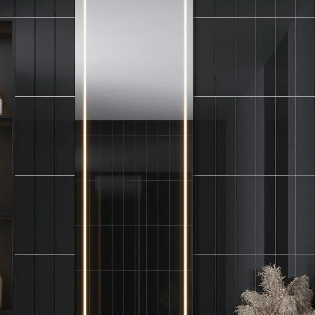 Black 4x16 Glossy Subway Glass Tile (12 pack, 5.33 sq ft/case) by Apollo Tile