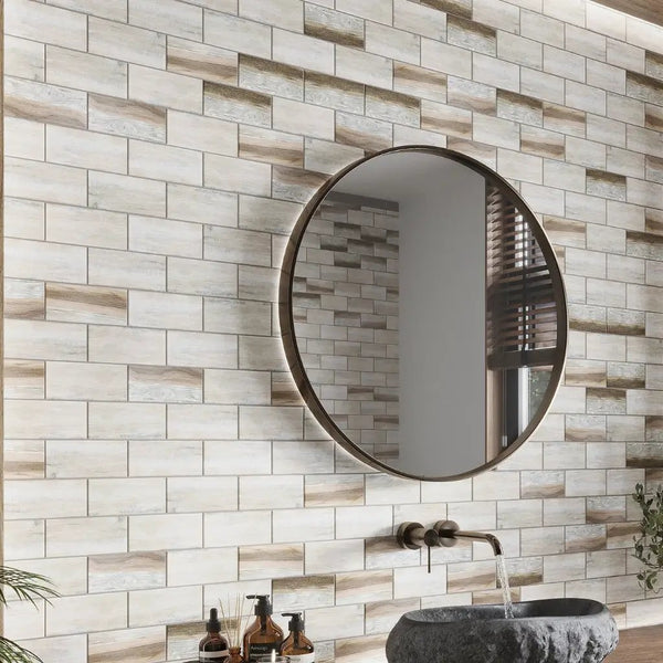 Beige 12x12 Matte Brick Recycled Glass Mosaic Tile (10 pack, 9.18 sq ft/case)