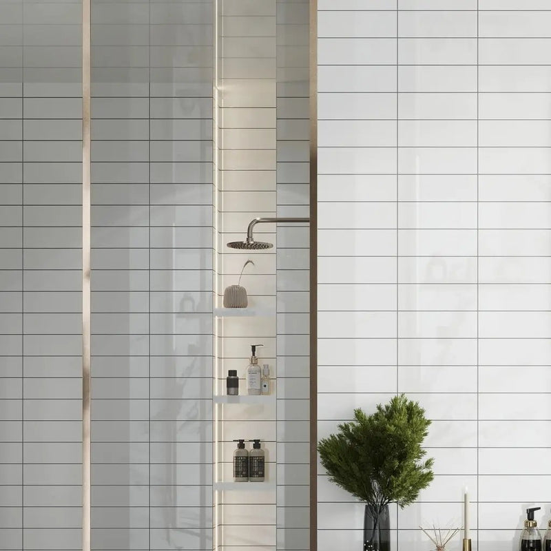 White 4x12 Polished Ceramic Subway Tile (34 pack, 10.4 sq ft/case) by Apollo Tile