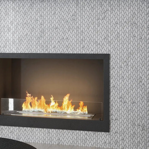 White Gray 12x12 Polished Etched Hexagon Bianco Carrara Marble Mosaic Tile (5 pack, 4.92 sq ft/case)