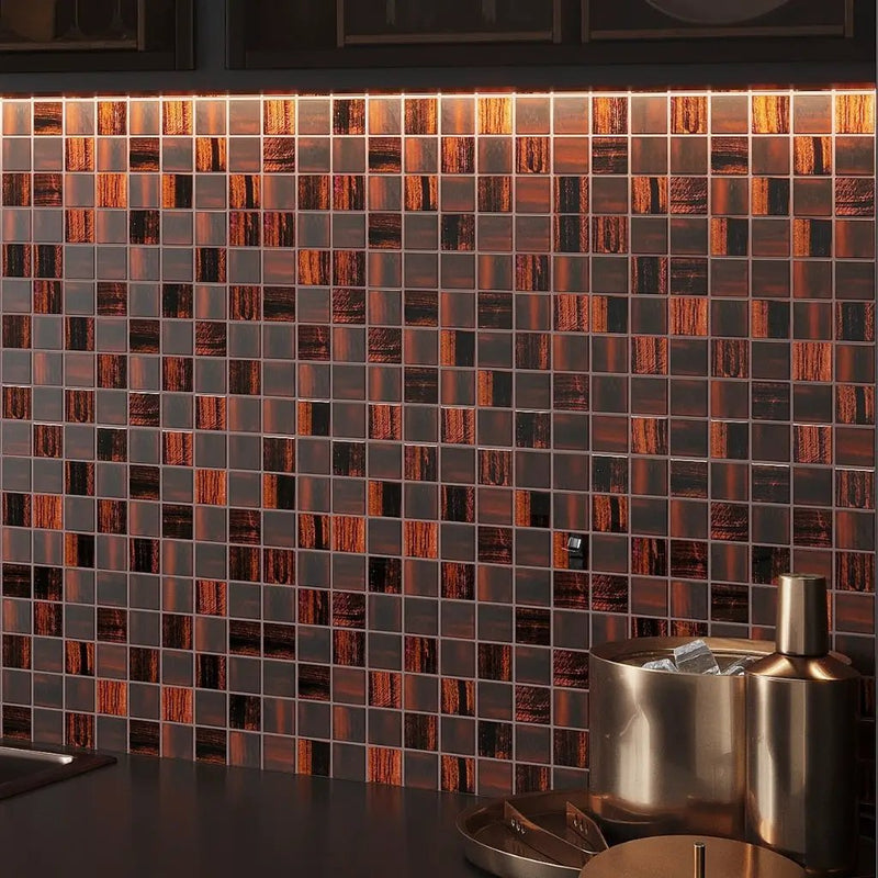 Bronze 11x11 Glossy Matte Square Glass Mosaic Tile (5 pack, 4.43 sq ft/case) by Apollo Tile