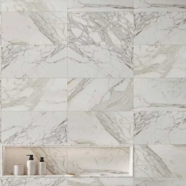 White Gray 12x24 Polished Field Calacatta Gold Marble Tile (5 pack, 10 sq ft/case)