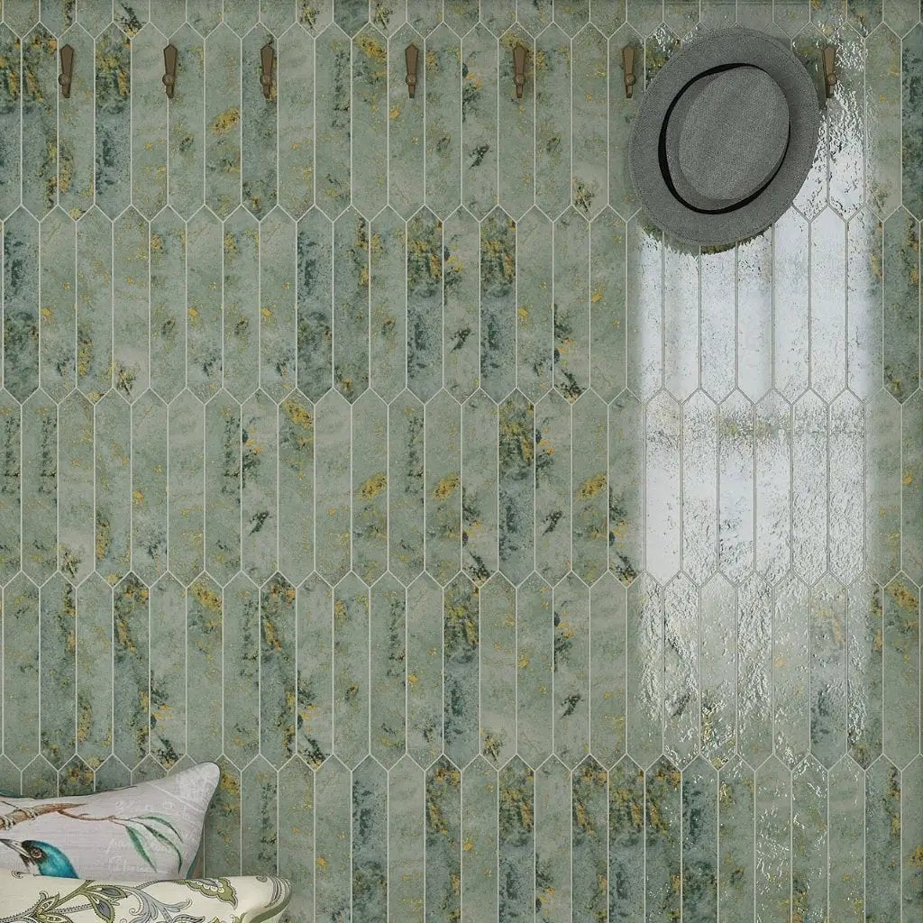 Moss Green 2x10 Glossy Picket Ceramic Tile (23 pack, 2.37 sq ft/case) by Apollo Tile