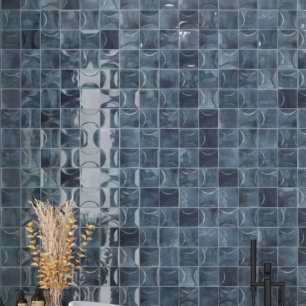 Spruce Blue 4x4 Glossy Ceramic Square Deco Tile (50 pack, 5.39 sq ft/case) by Apollo Tile