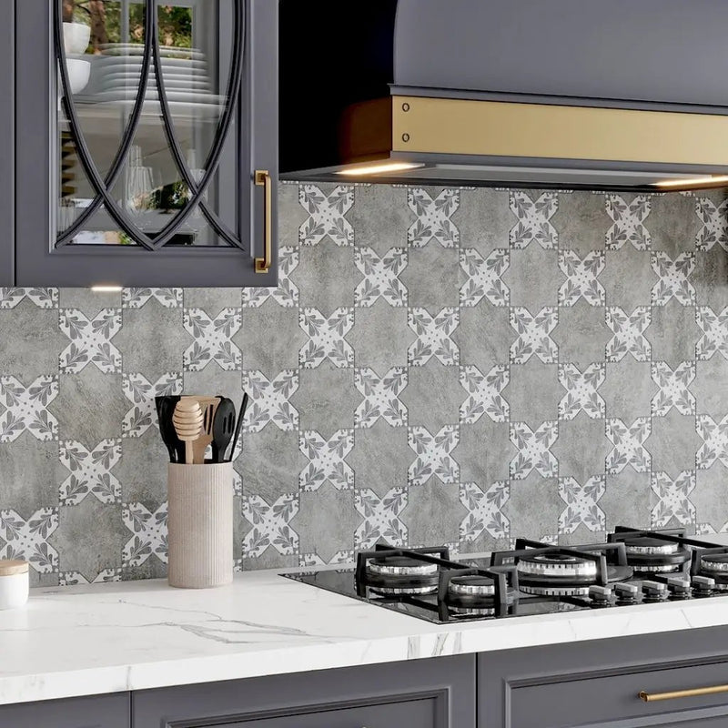 Light Gray 5x5 Matte Ceramic Cross Deco Tile (27 pack, 5.37 sq ft/case) by Apollo Tile