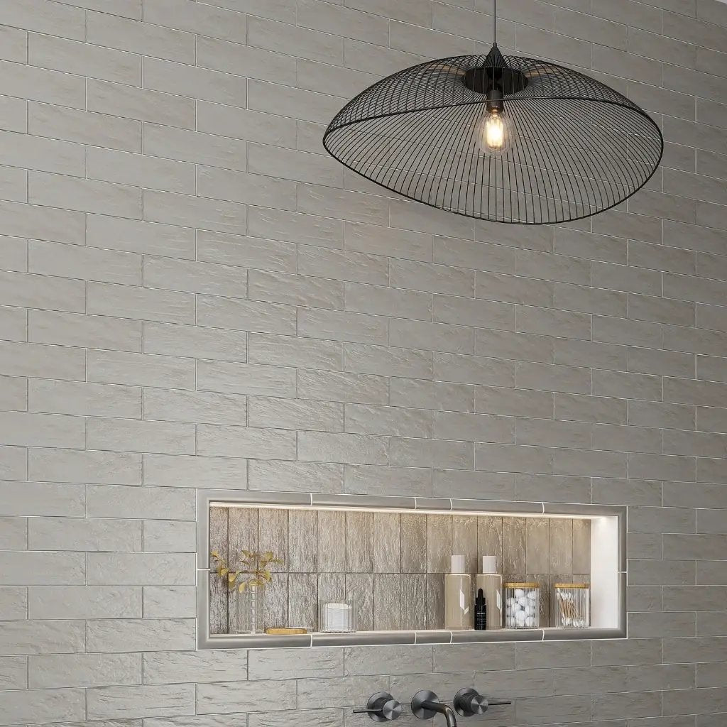 Cloud Gray 2.5x8 Glossy Matte Subway Ceramic Tile (38 pack, 5.38 sq ft/case) by Apollo Tile