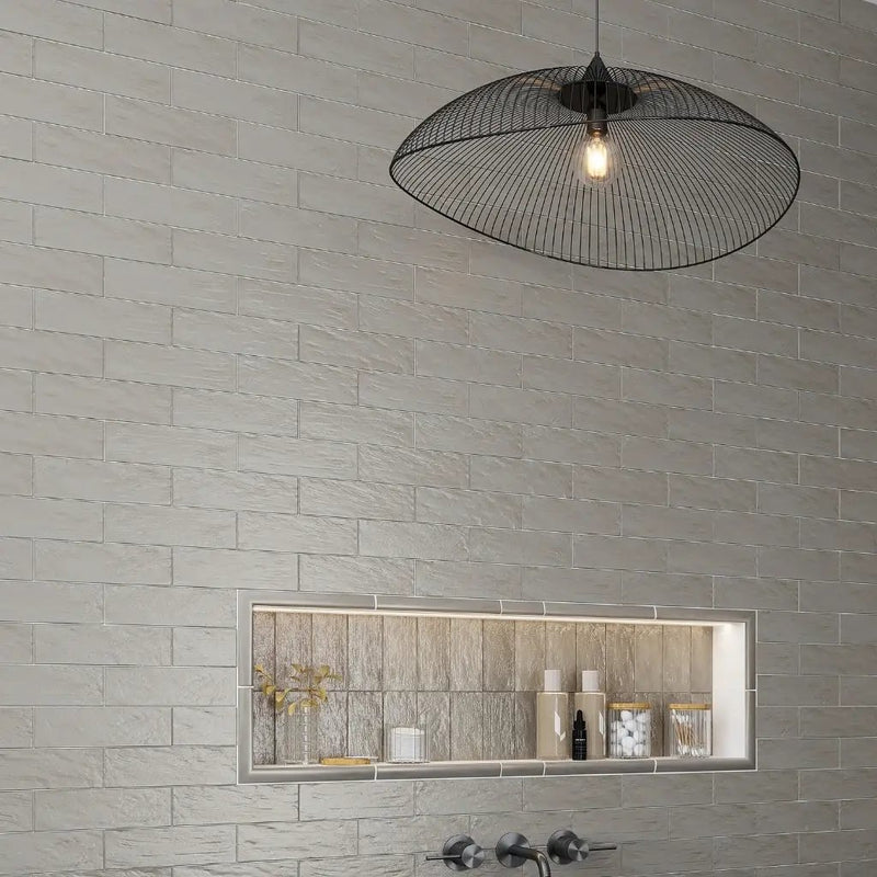 Cloud Gray 2.5x8 Glossy Matte Subway Ceramic Tile (38 pack, 5.38 sq ft/case) by Apollo Tile