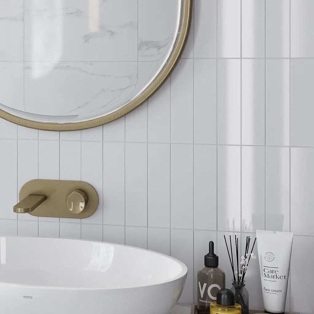 White 2x8 Glossy Ceramic Subway Tile (60 pack, 6.46 sq ft/case) by Apollo Tile