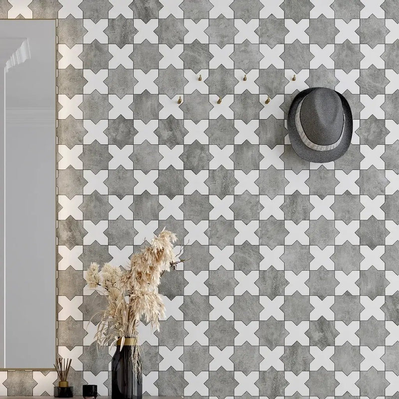 Light Grey 5x5 Matte Star Ceramic Tile (27 pack, 5.37 sq ft/case) by Apollo Tile