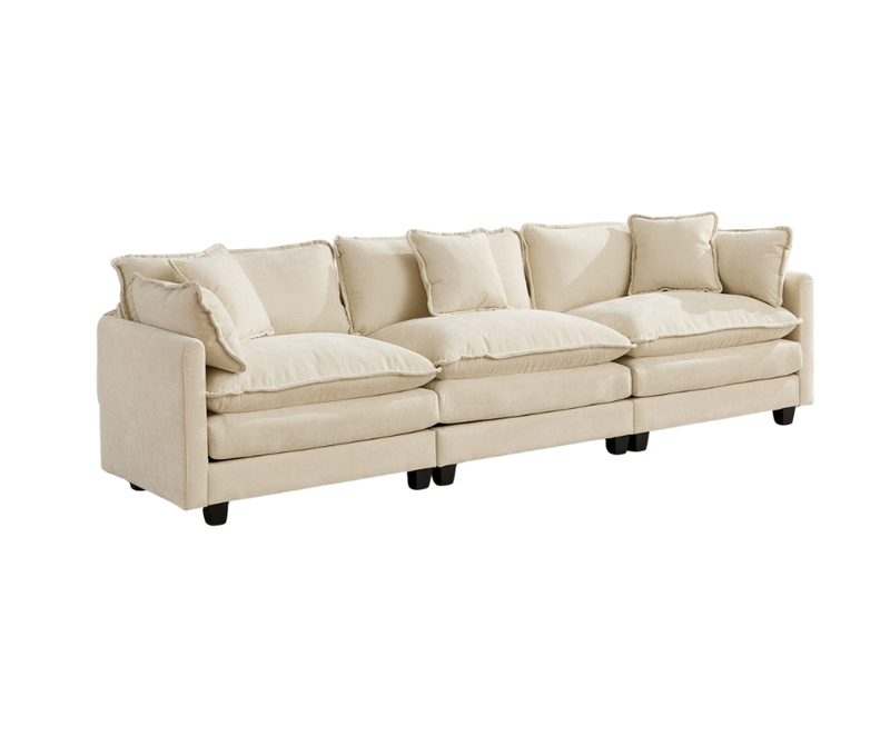 Cloud3 Seats Sofa (Ottoman is not included)Chenille Fabric in Beige by BLAKHOM
