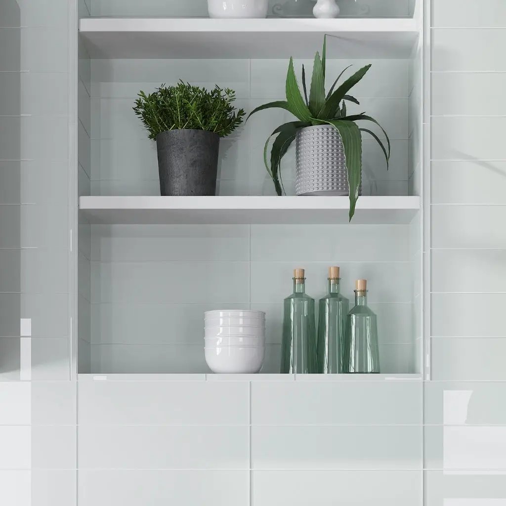 White 4x16 Glossy Subway Glass Tile (12 pack, 5.33 sq ft/case) by Apollo Tile