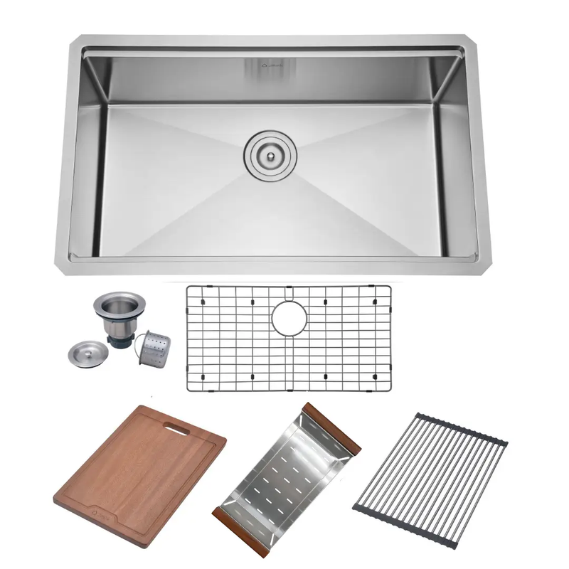 Zeek 32" Undermount / Drop-In Single Bowl Workstation Kitchen Sink ZH-LD32 by ZEEK
