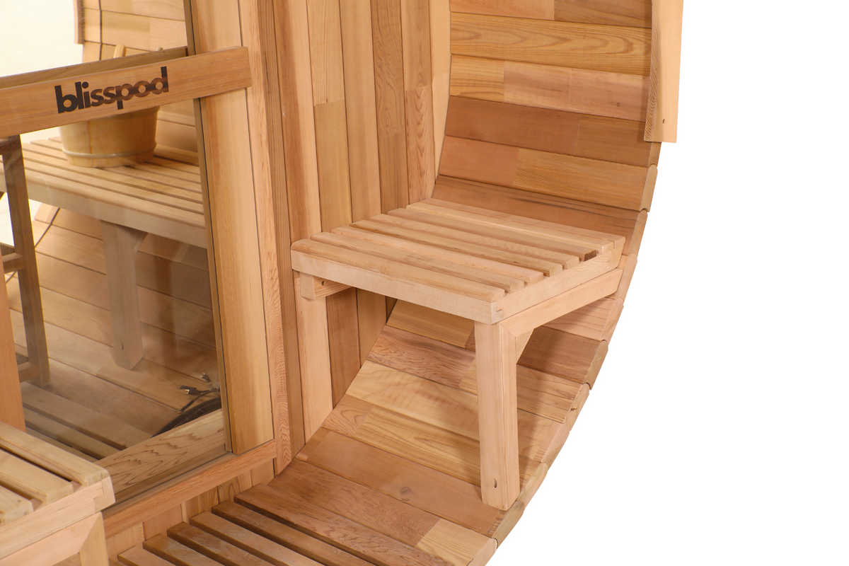 Blisspod | Prague | Canadian Red Cedar Outdoor Steam Barell Sauna | 2-4 / 4-6 persons with Full Glass Back & 2 front Porch seats, photo 8 of 14