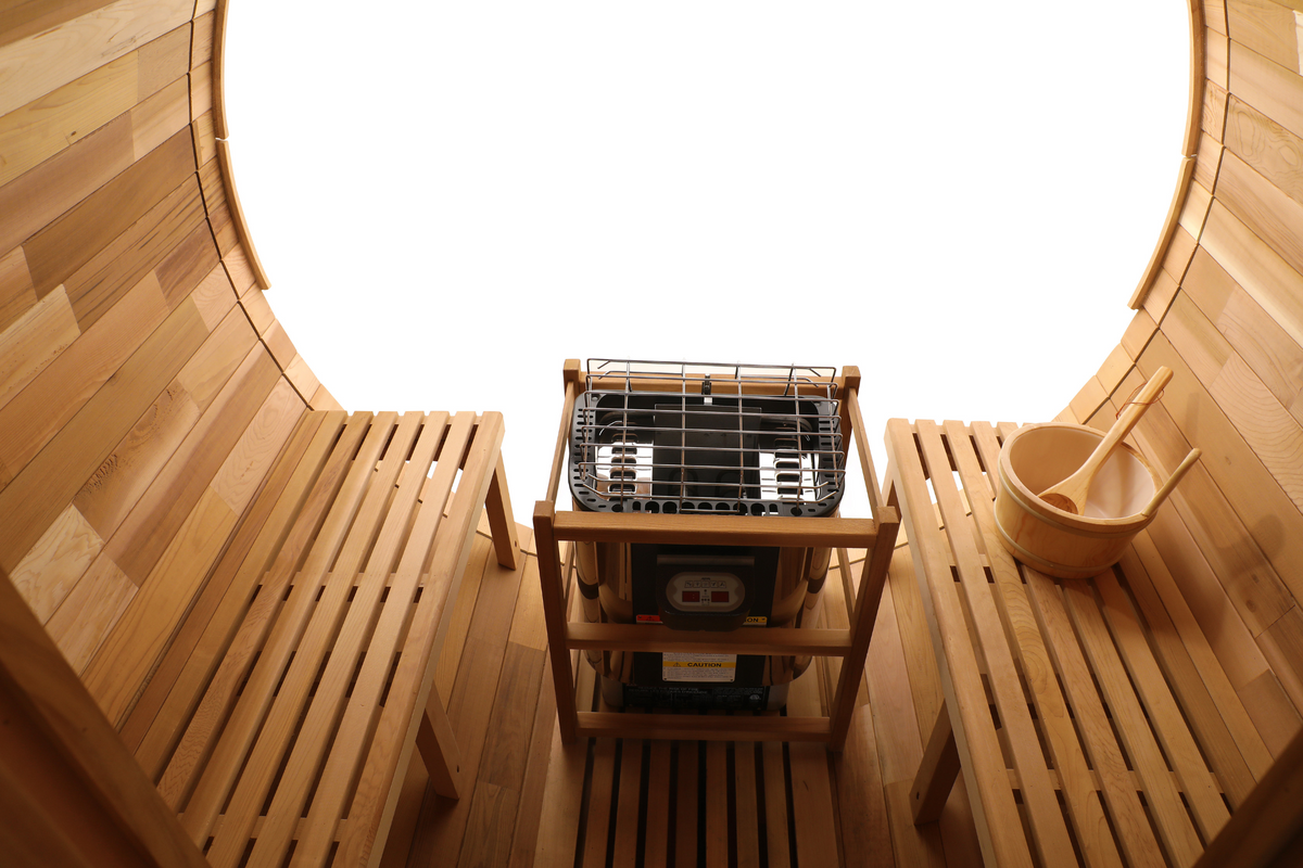 Blisspod | Prague | Canadian Red Cedar Outdoor Steam Barell Sauna | Full Glass Back, photo 3 of 13
