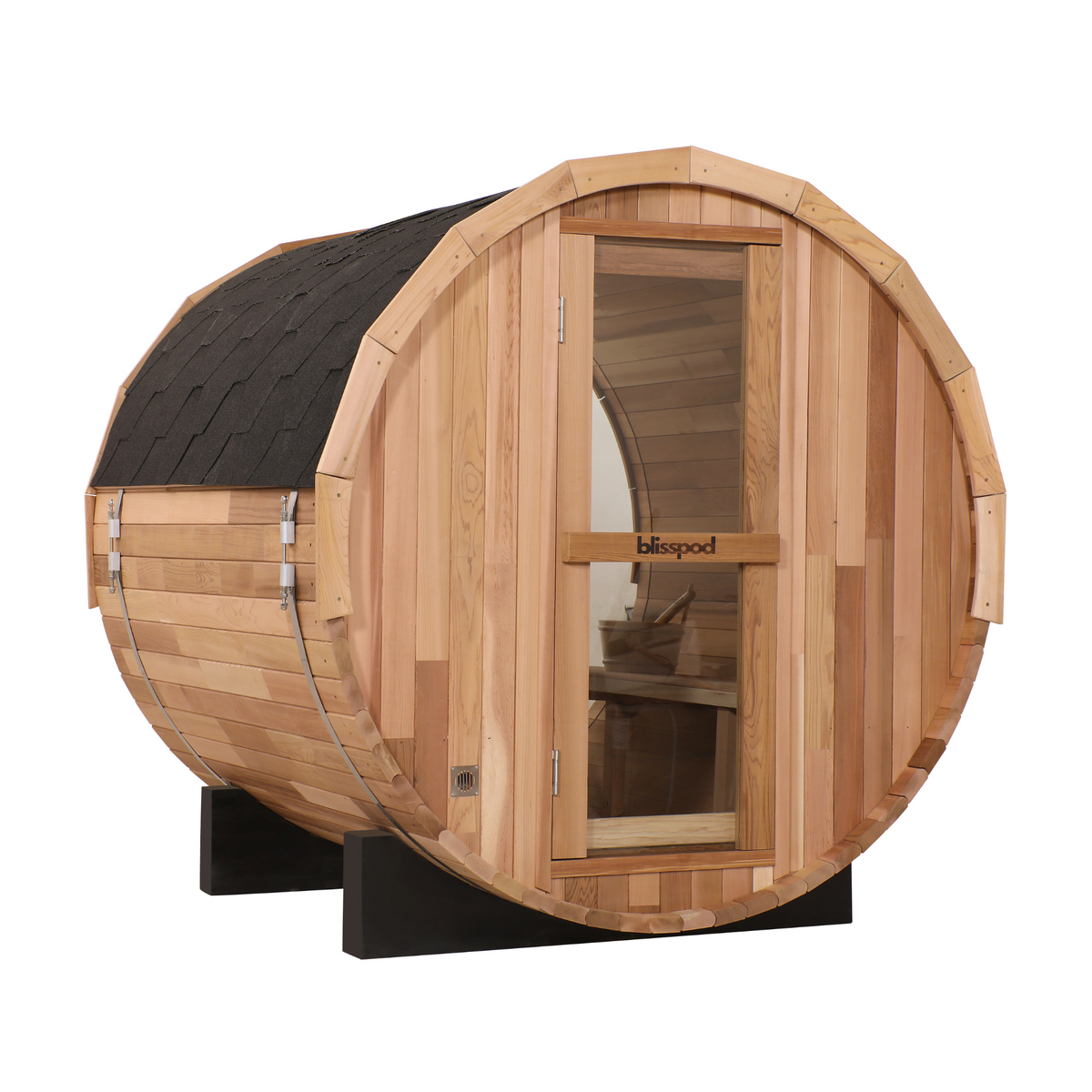 Blisspod | Prague | Canadian Red Cedar Outdoor Steam Barell Sauna | Full Glass Back, photo 6 of 13
