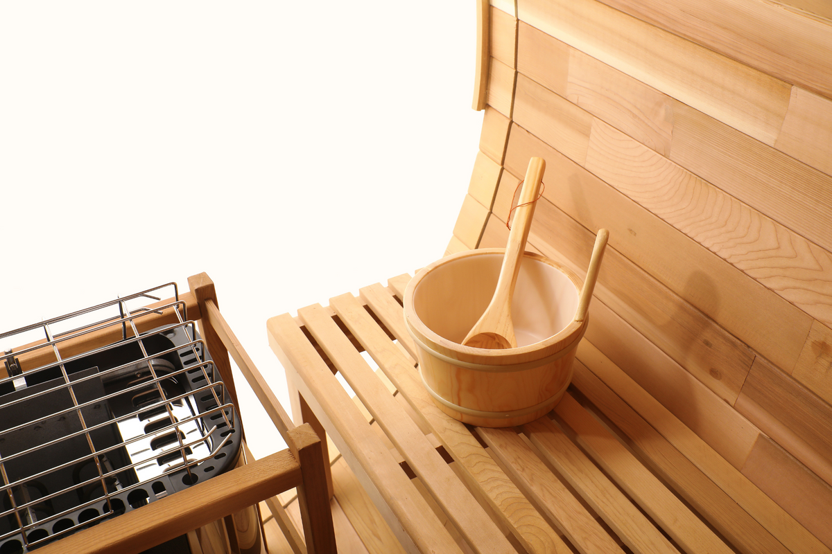 Blisspod | Prague | Canadian Red Cedar Outdoor Steam Barell Sauna | 2-4 / 4-6 persons with Full Glass Back & 2 front Porch seats, photo 5 of 14