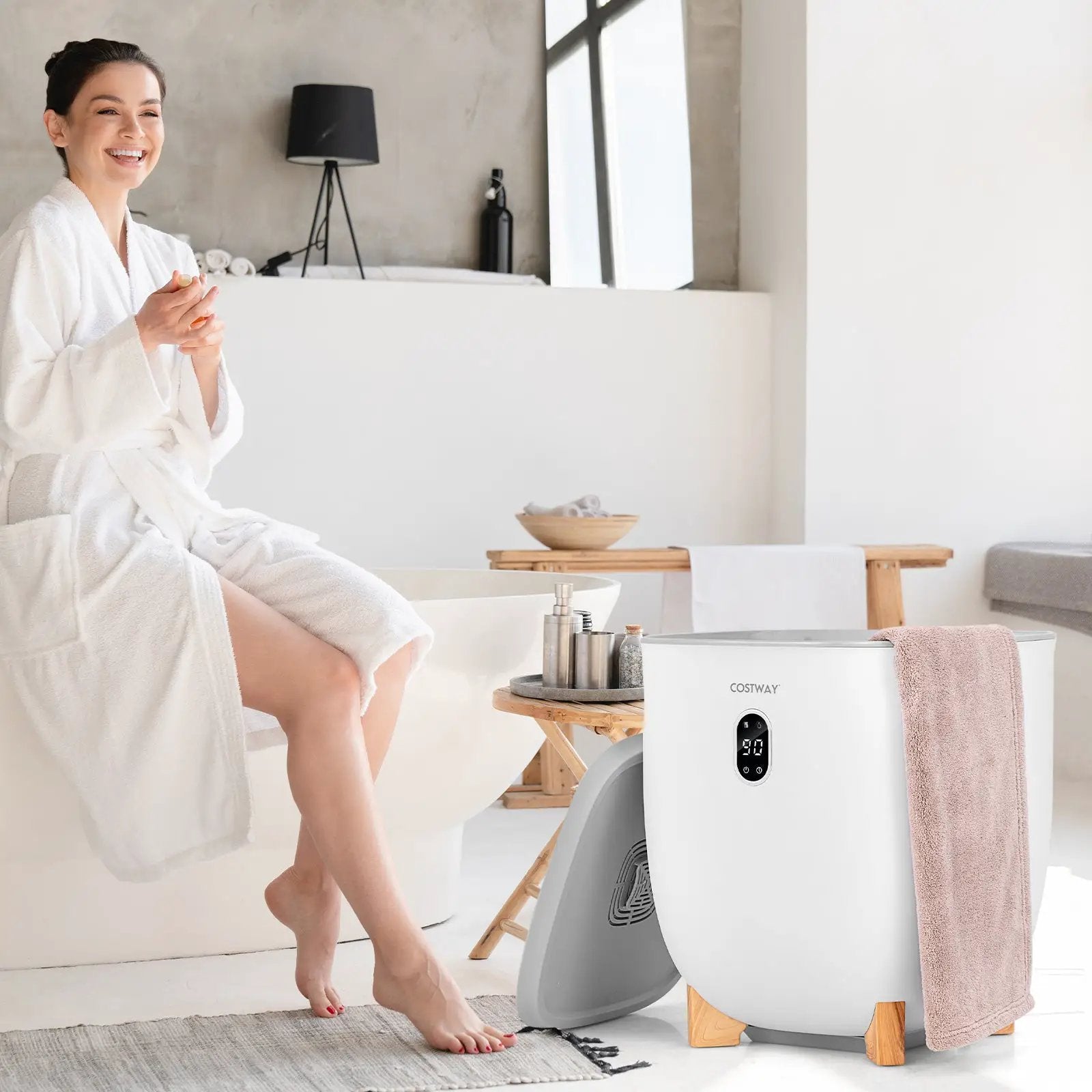 20L Towel Warmer Bucket with PTC Air Heater for Rapid and Even Heating-White by DirectDeals