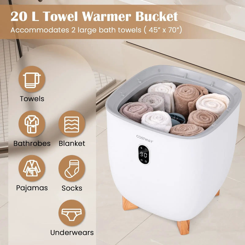20L Towel Warmer Bucket with PTC Air Heater for Rapid and Even Heating-White by DirectDeals