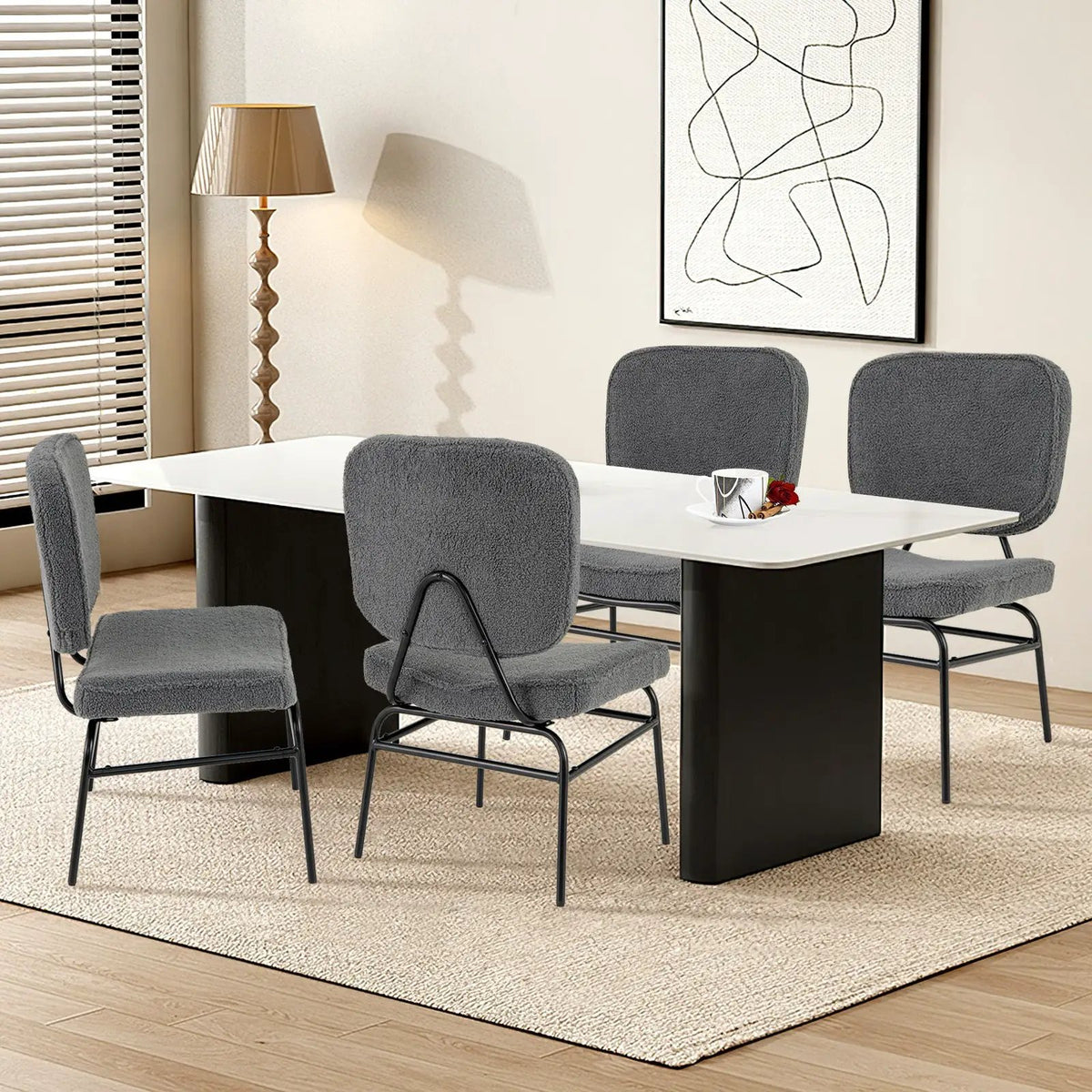 Upholstered Accent Chair Sherpa Reading Chair with Sponge Padding, photo 6 of 9