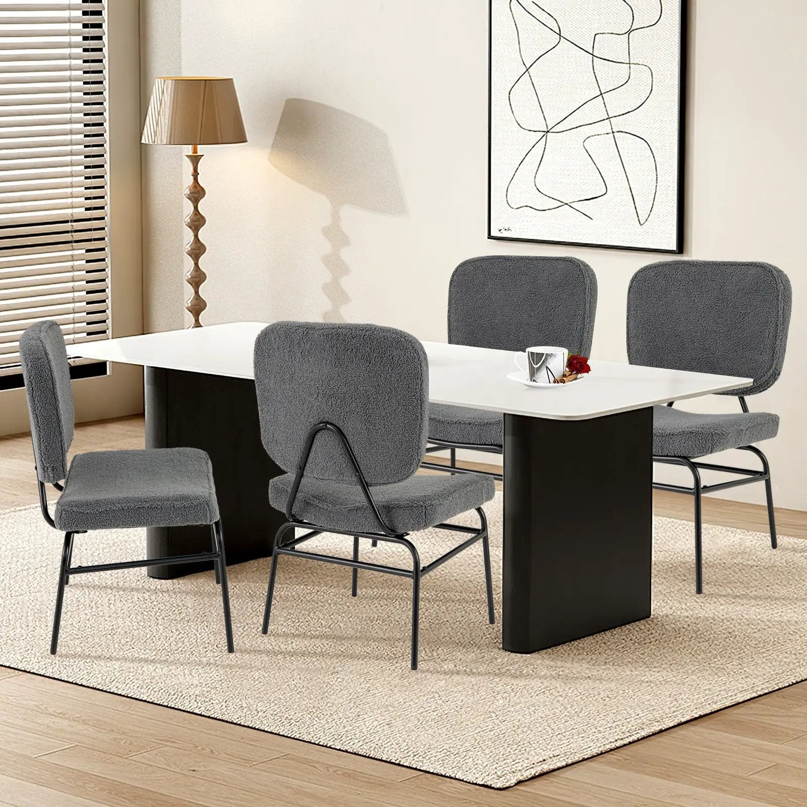 Upholstered Accent Chair Sherpa Reading Chair with Sponge Padding by DirectDeals