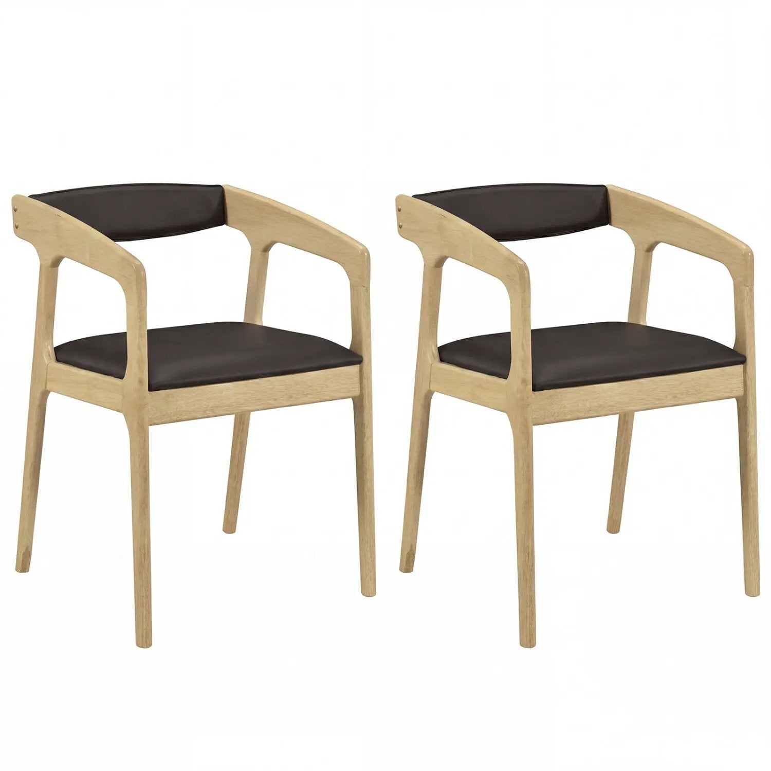 Upholstered Armchairs Set of 2 with Cozy Backrest and Padded Seat Cushion-Brown by DirectDeals