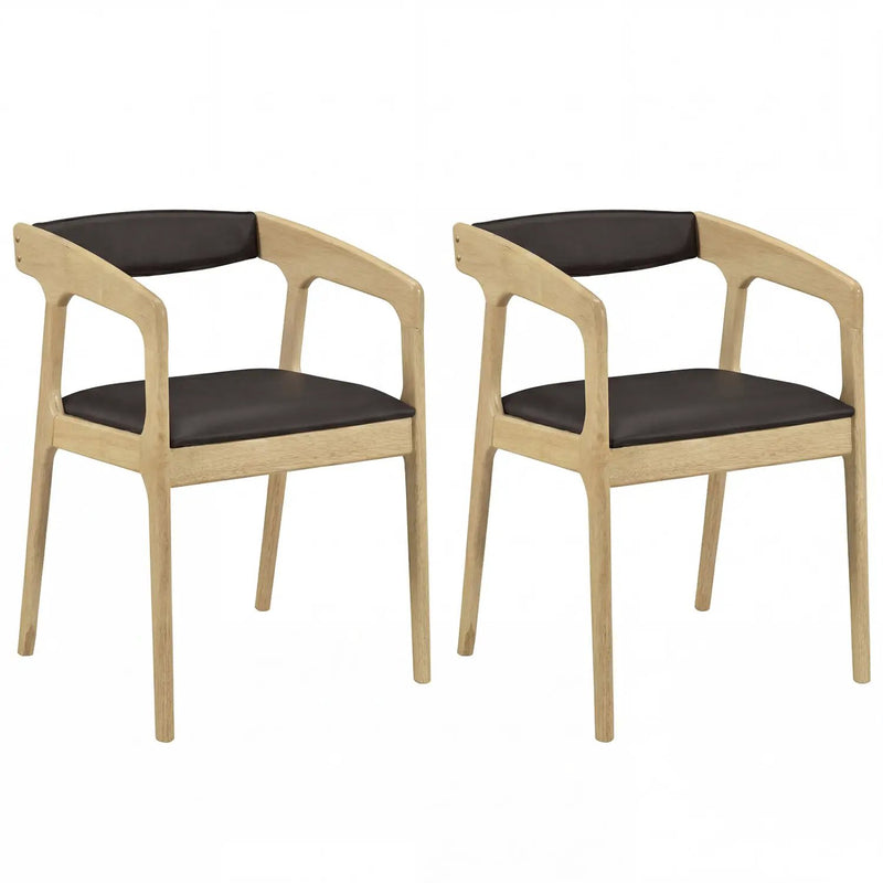Upholstered Armchairs Set of 2 with Cozy Backrest and Padded Seat Cushion-Brown by DirectDeals