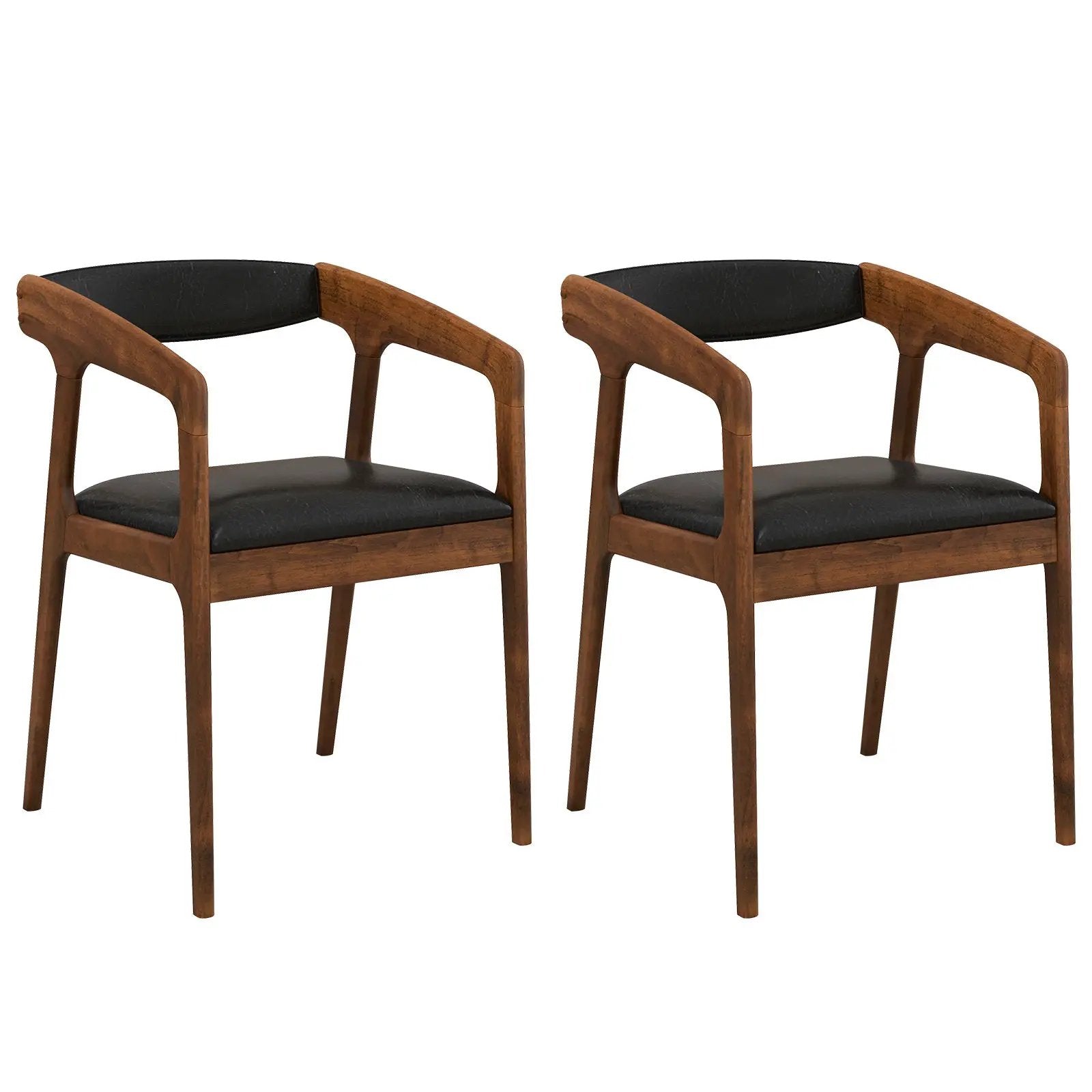 Upholstered Armchairs Set of 2 with Cozy Backrest and Padded Seat Cushion-Brown by DirectDeals