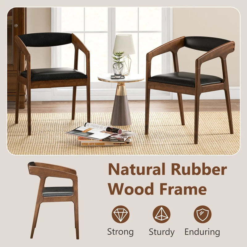 Upholstered Armchairs Set of 2 with Cozy Backrest and Padded Seat Cushion-Brown by DirectDeals