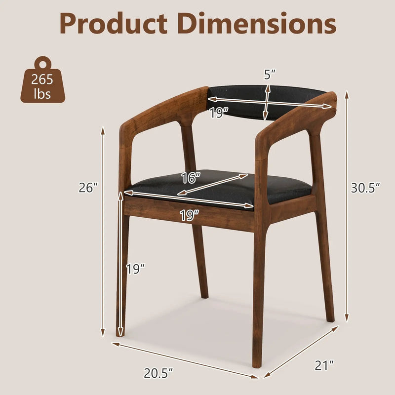 Upholstered Armchairs Set of 2 with Cozy Backrest and Padded Seat Cushion-Brown by DirectDeals