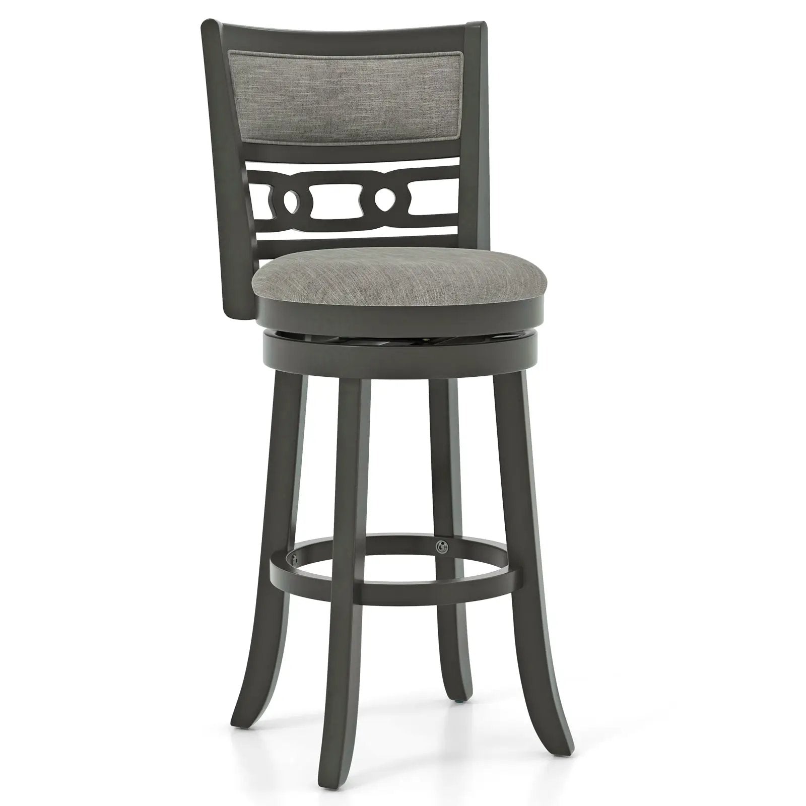 26" Counter Height Bar Chair with Wooden Frame Swivel Seat and Footrest for Pub Bar Restaurant by DirectDeals