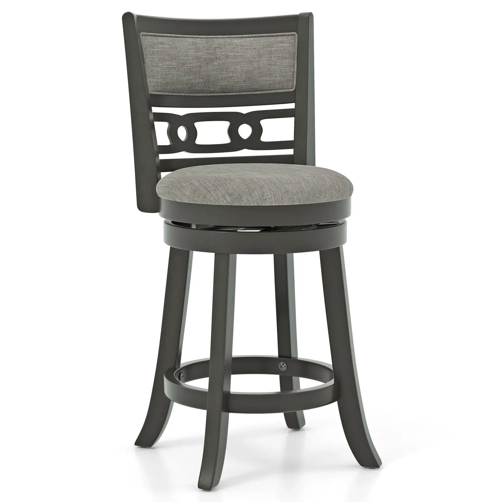 26" Counter Height Bar Chair with Wooden Frame Swivel Seat and Footrest for Pub Bar Restaurant by DirectDeals