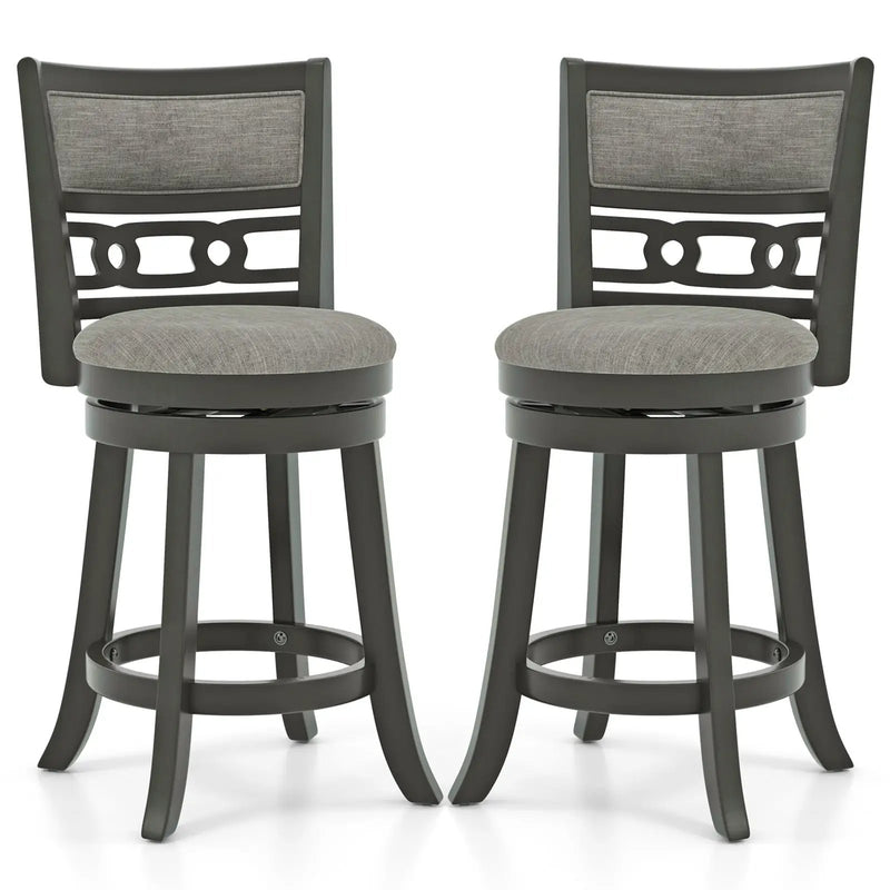 26" Counter Height Bar Chair with Wooden Frame Swivel Seat and Footrest for Pub Bar Restaurant by DirectDeals